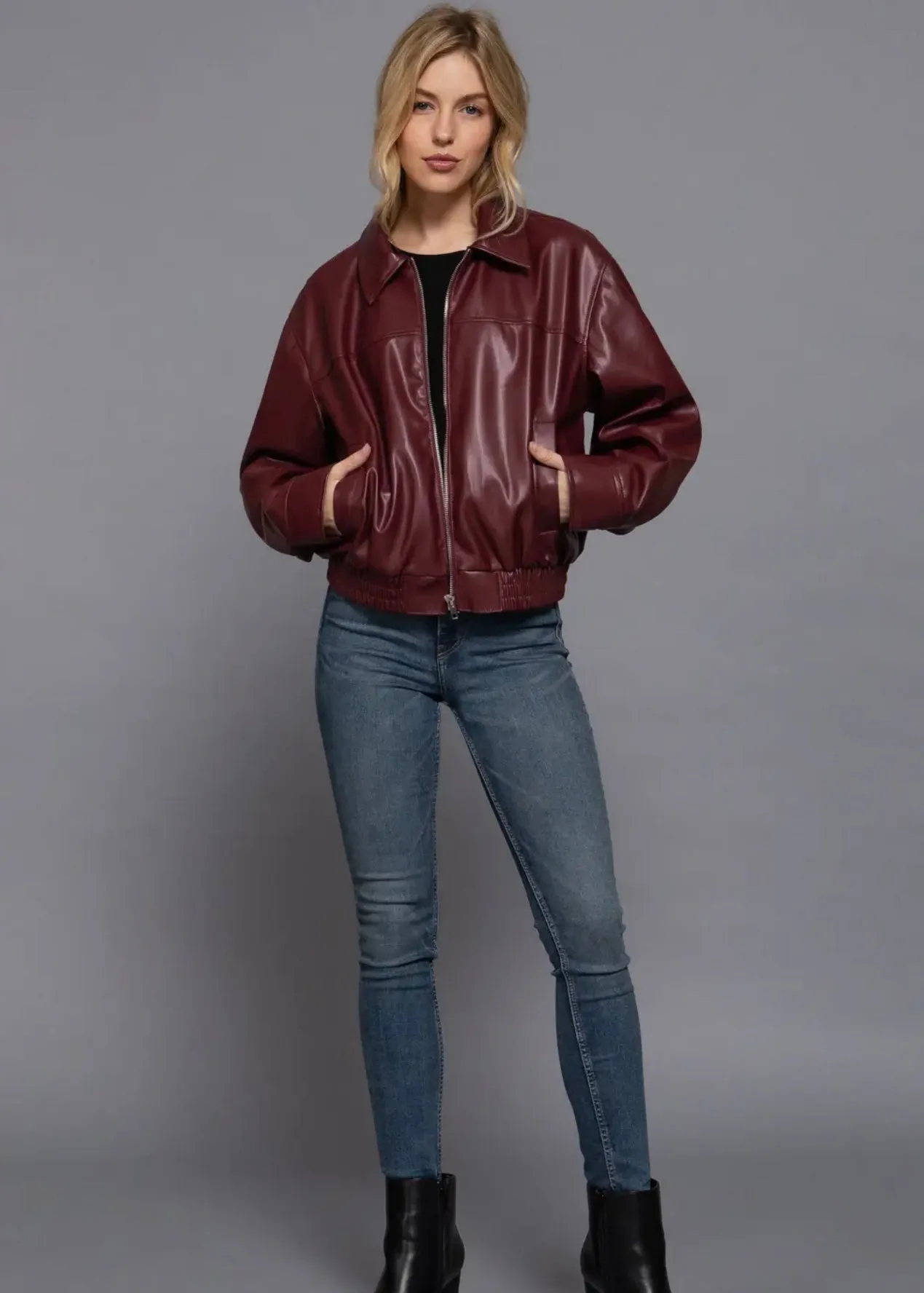 Crimson Luxe Bomber Jacket