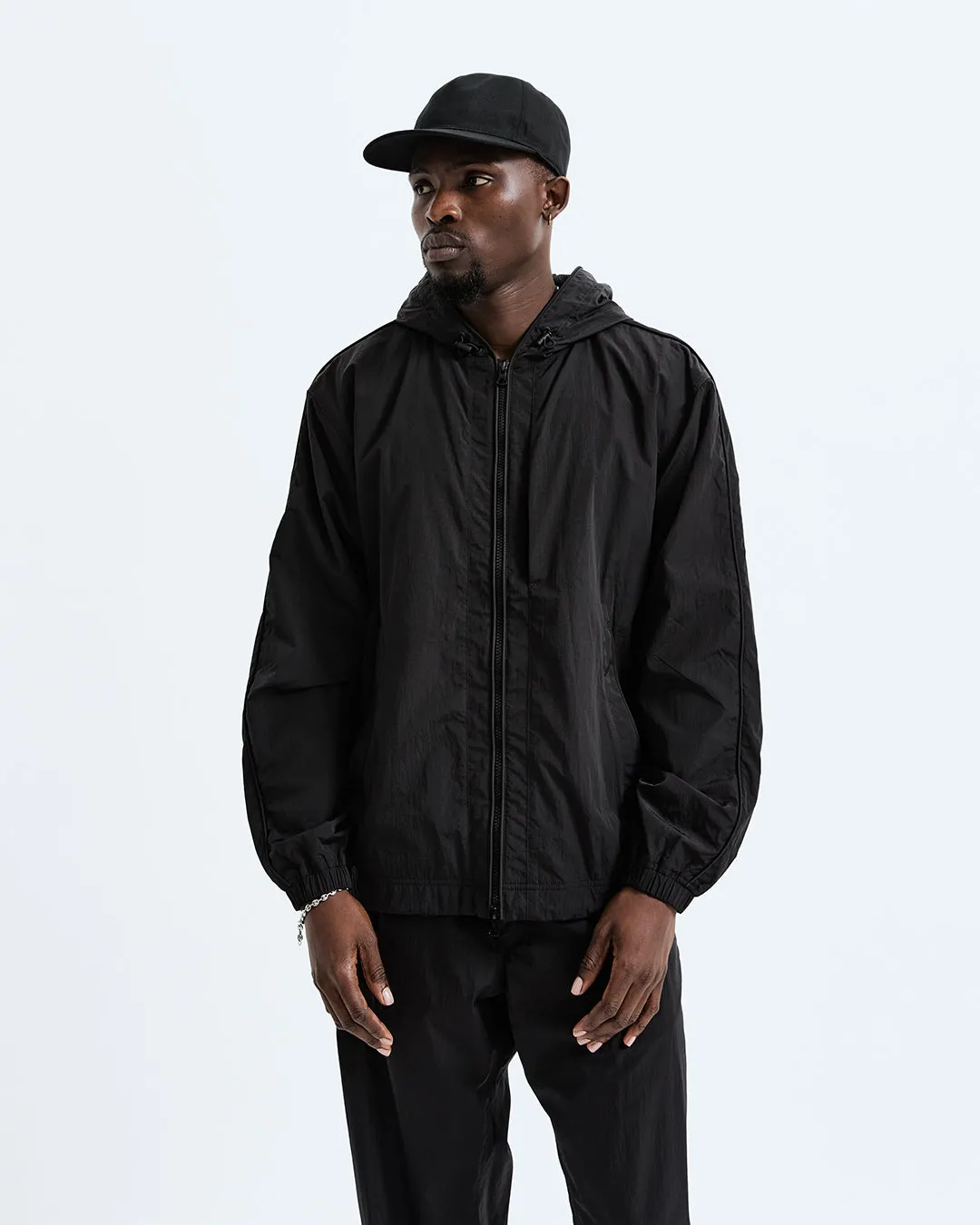 Crinkle Nylon Match Hooded Jacket