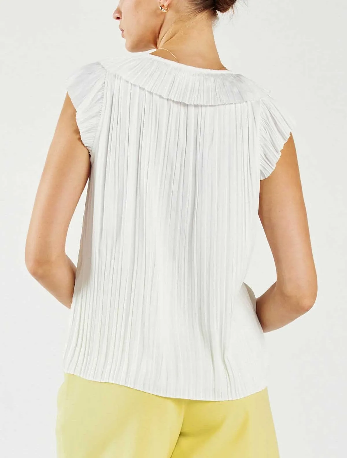 Current Air Pleated Trim Sleeve Blouse