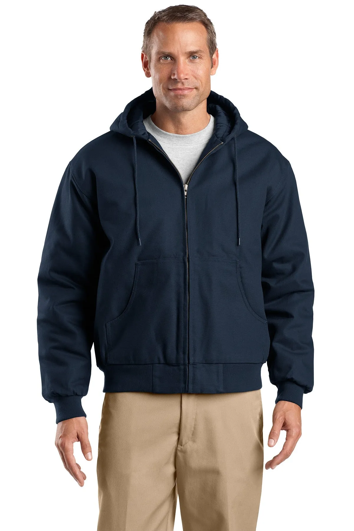 Custom Embroidered - CornerStone® Tall Duck Cloth Hooded Work Jacket. TLJ763H