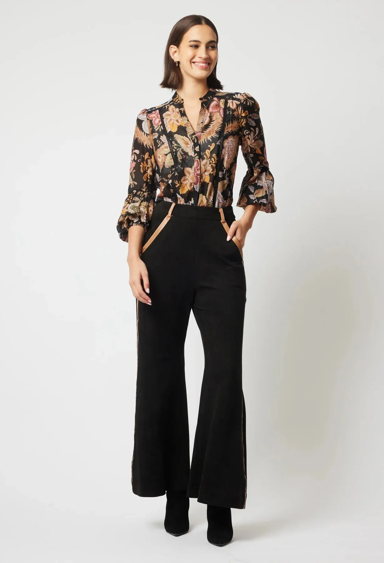 Danxia Faux Suede Wide Leg Pant