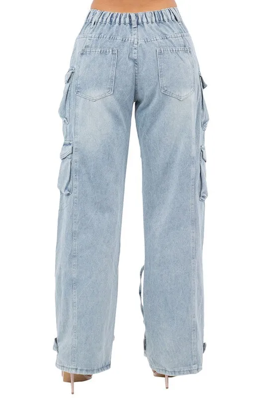 Denim Cargo Pants