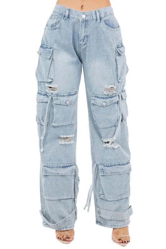 Denim Cargo Pants