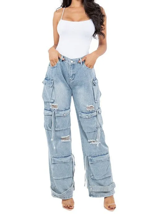 Denim Cargo Pants