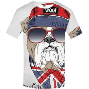 Dog T shirts Men Animal T-shirts Graphic British Flag Tshirts Novelty United Kingdom T shirts Funny Art Tshirts Casual