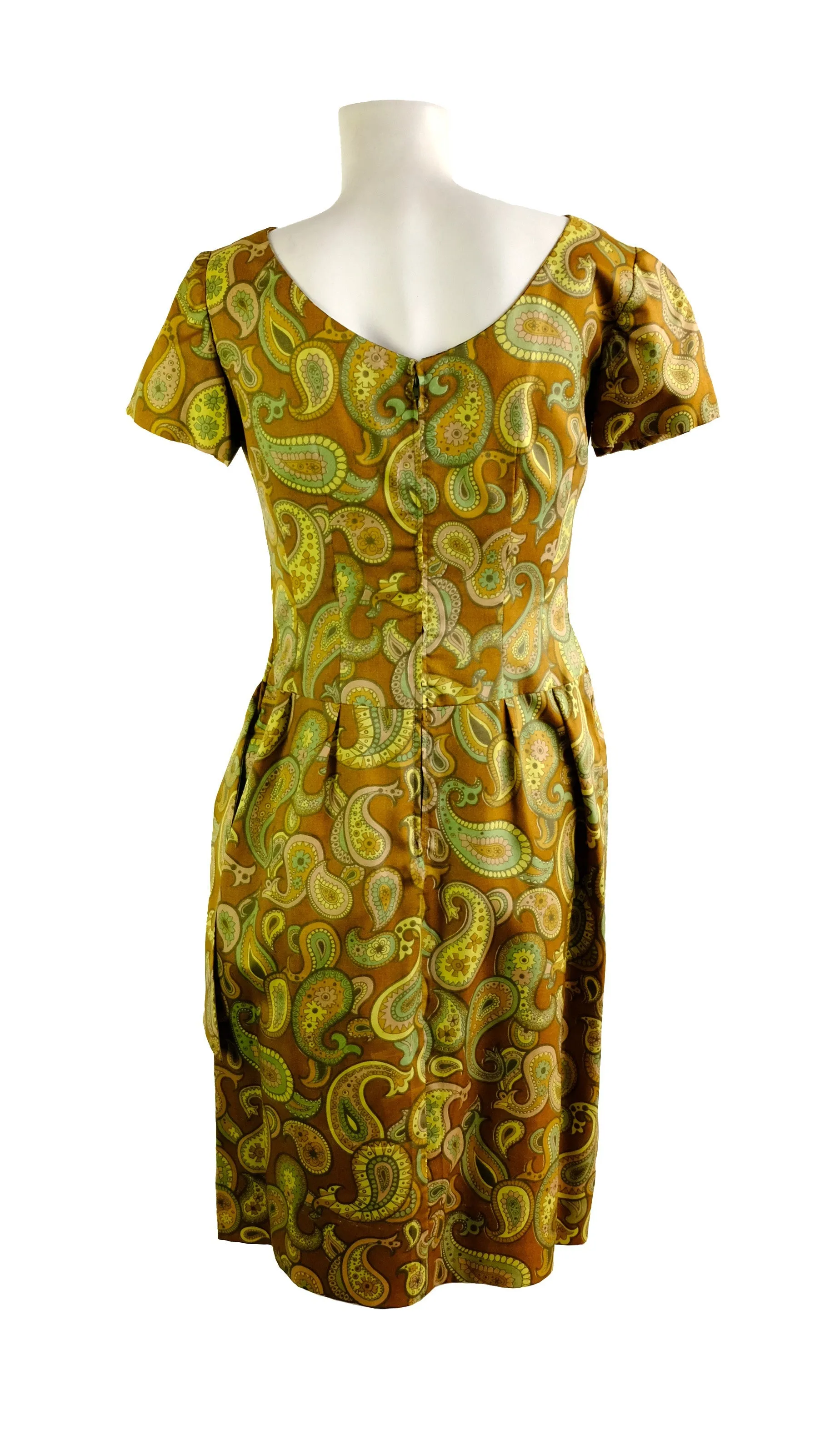 Donald Dunton 1960s Vintage Sheath Dress in Paisley Silk, UK10