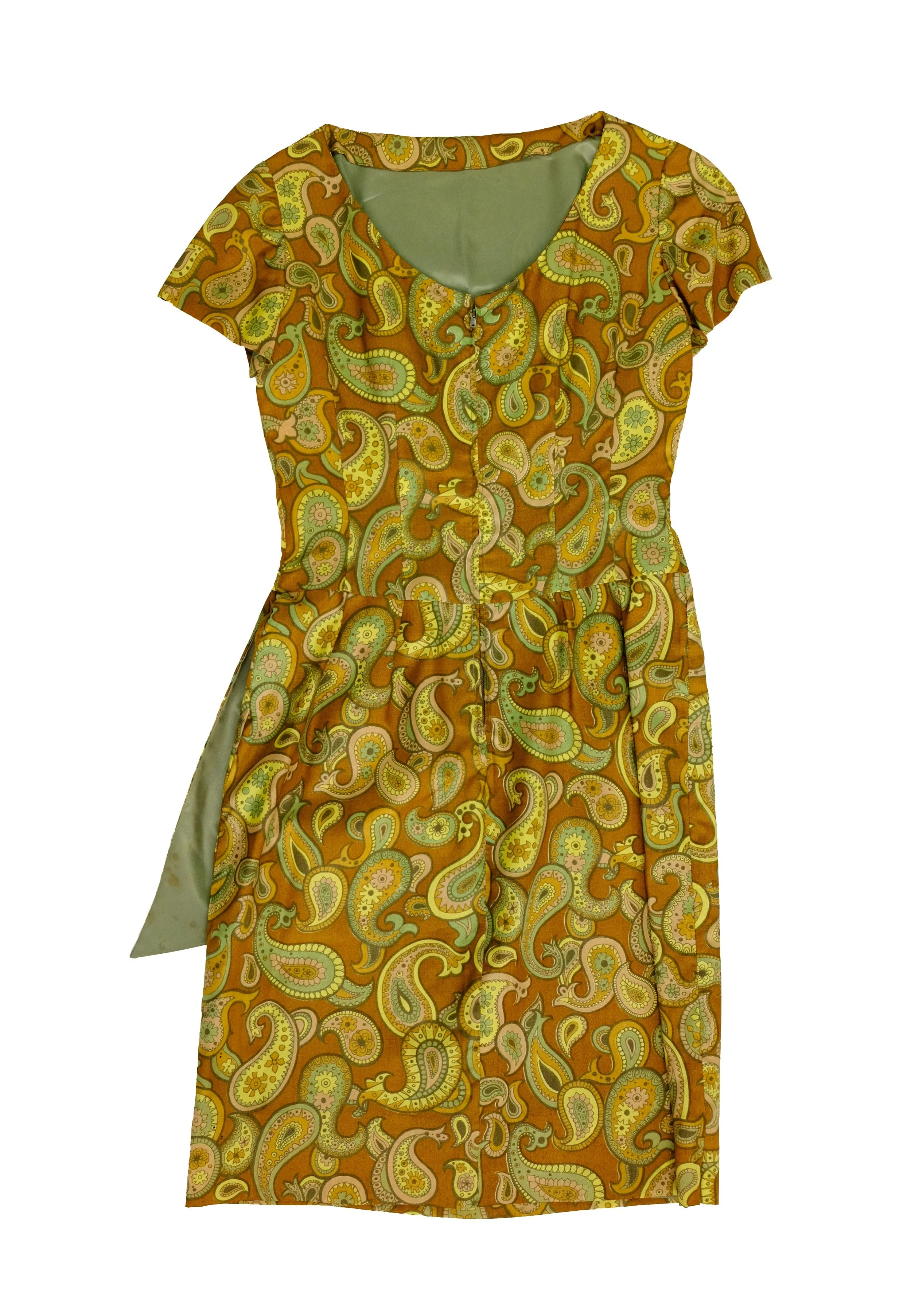 Donald Dunton 1960s Vintage Sheath Dress in Paisley Silk, UK10