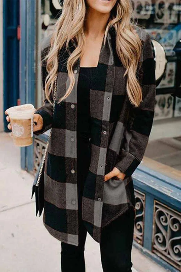 Dunnmall Contrast Plaid Coat