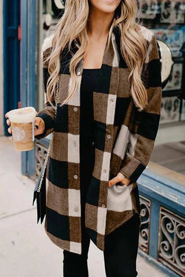 Dunnmall Contrast Plaid Coat