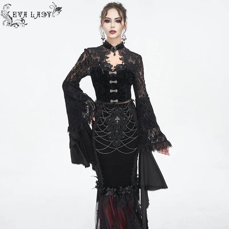 ECT014 Gothic women's one-piece long-sleeved short coat