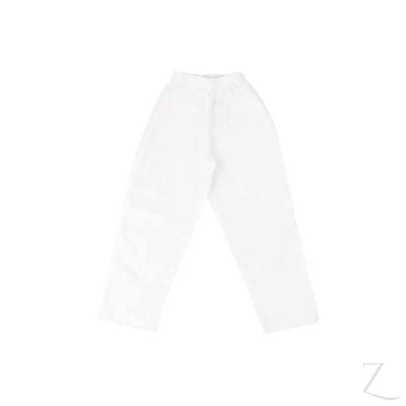 Elasticated Plain Pants - White Poly Cotton