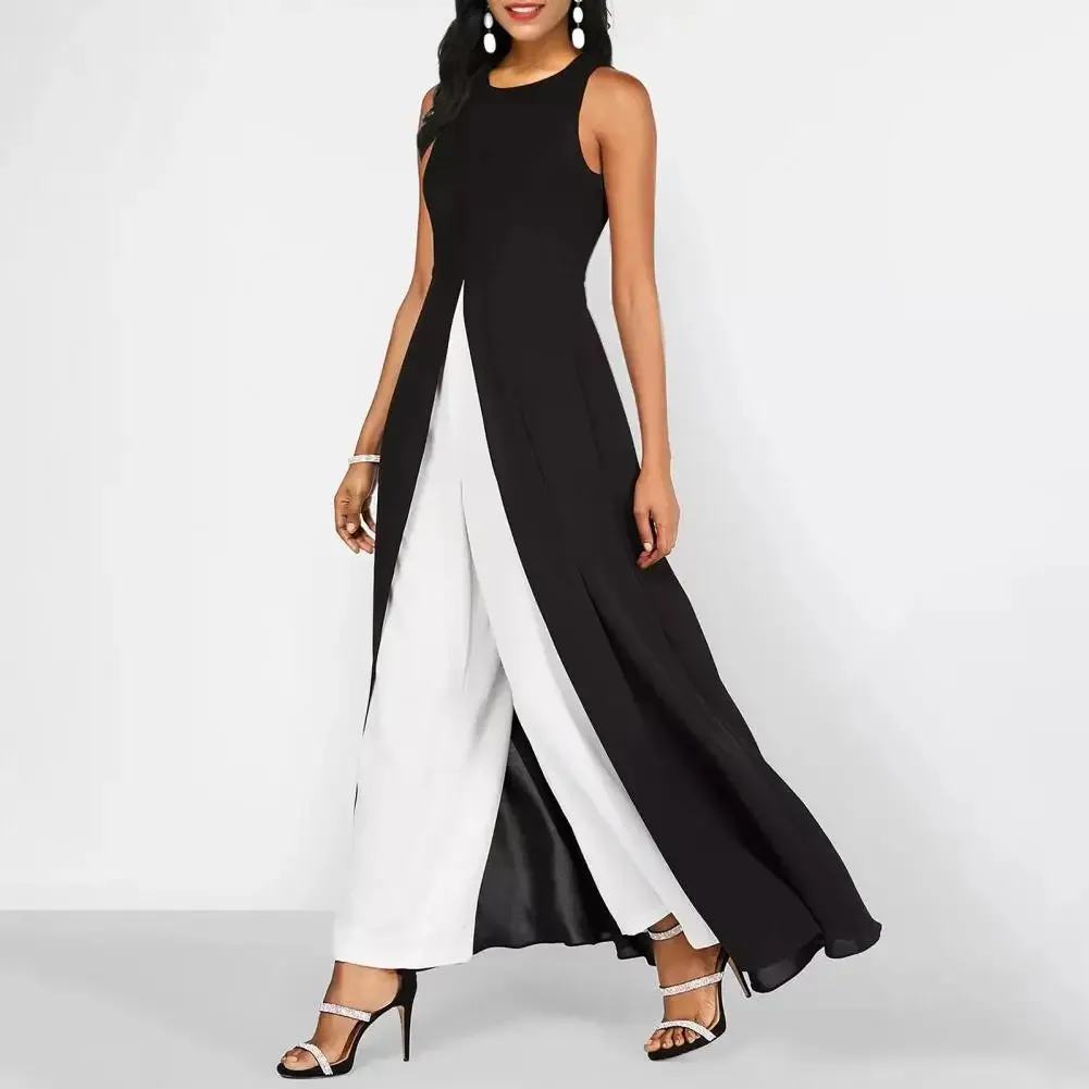 Elegant Sleeveless Maxi Dress with Wide-Leg Pants