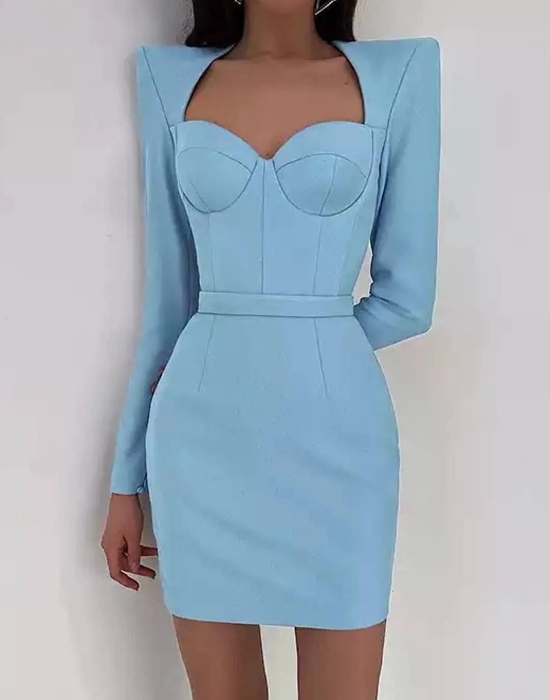 Exaggerated Shoulder Mini Dress