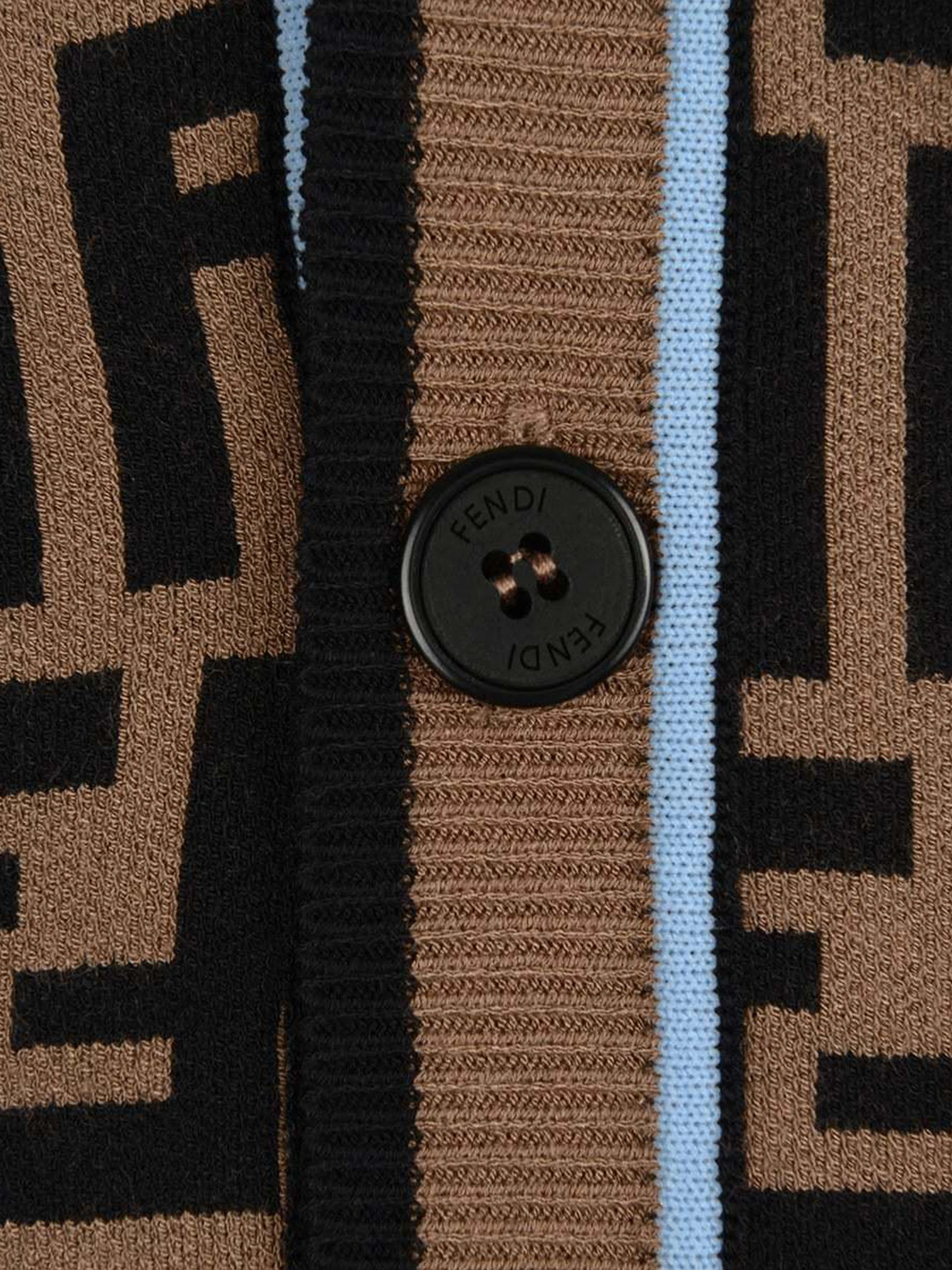 Fendi Boys Cardigan - Wool FF Logo Cardigan