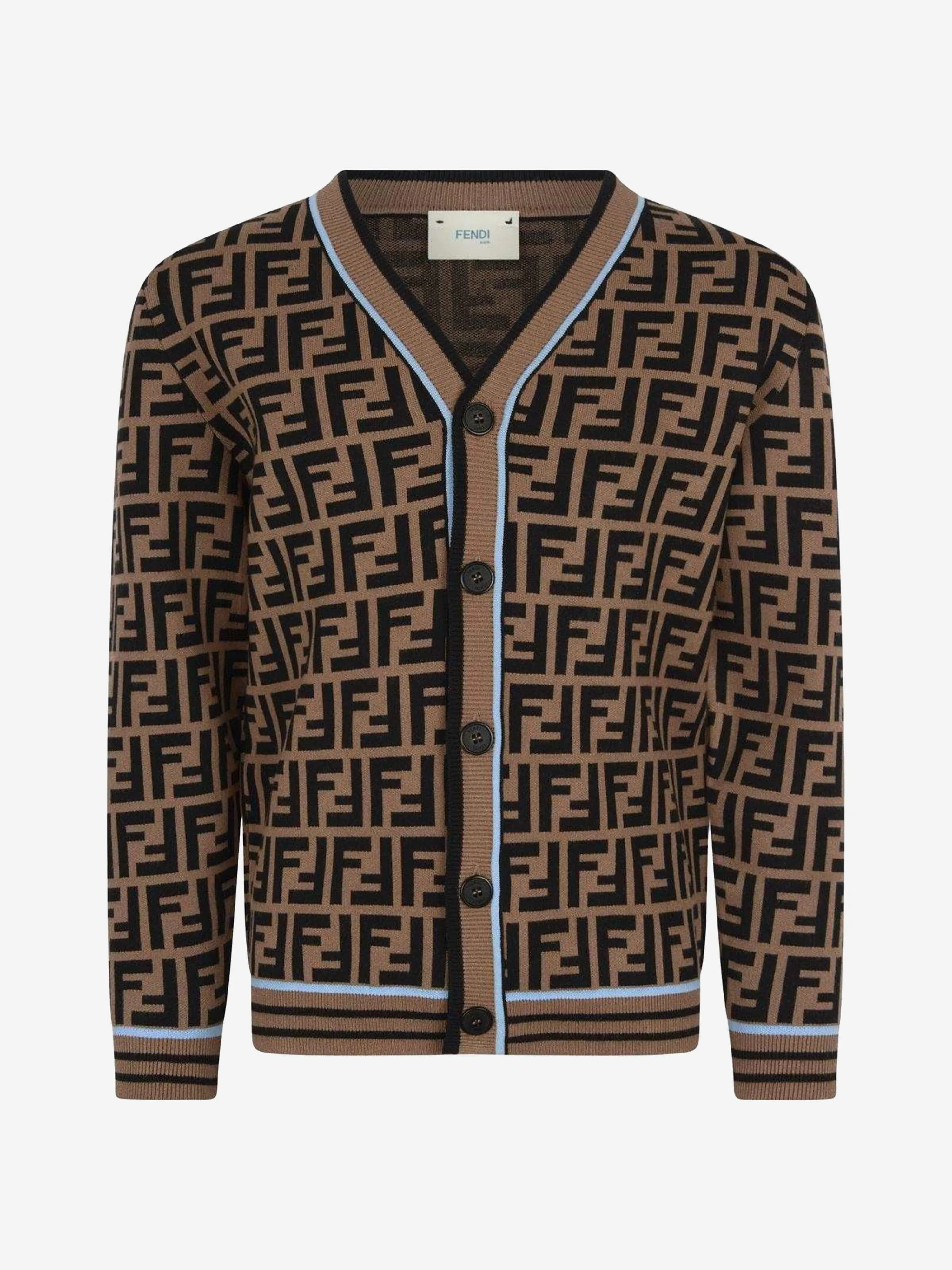 Fendi Boys Cardigan - Wool FF Logo Cardigan