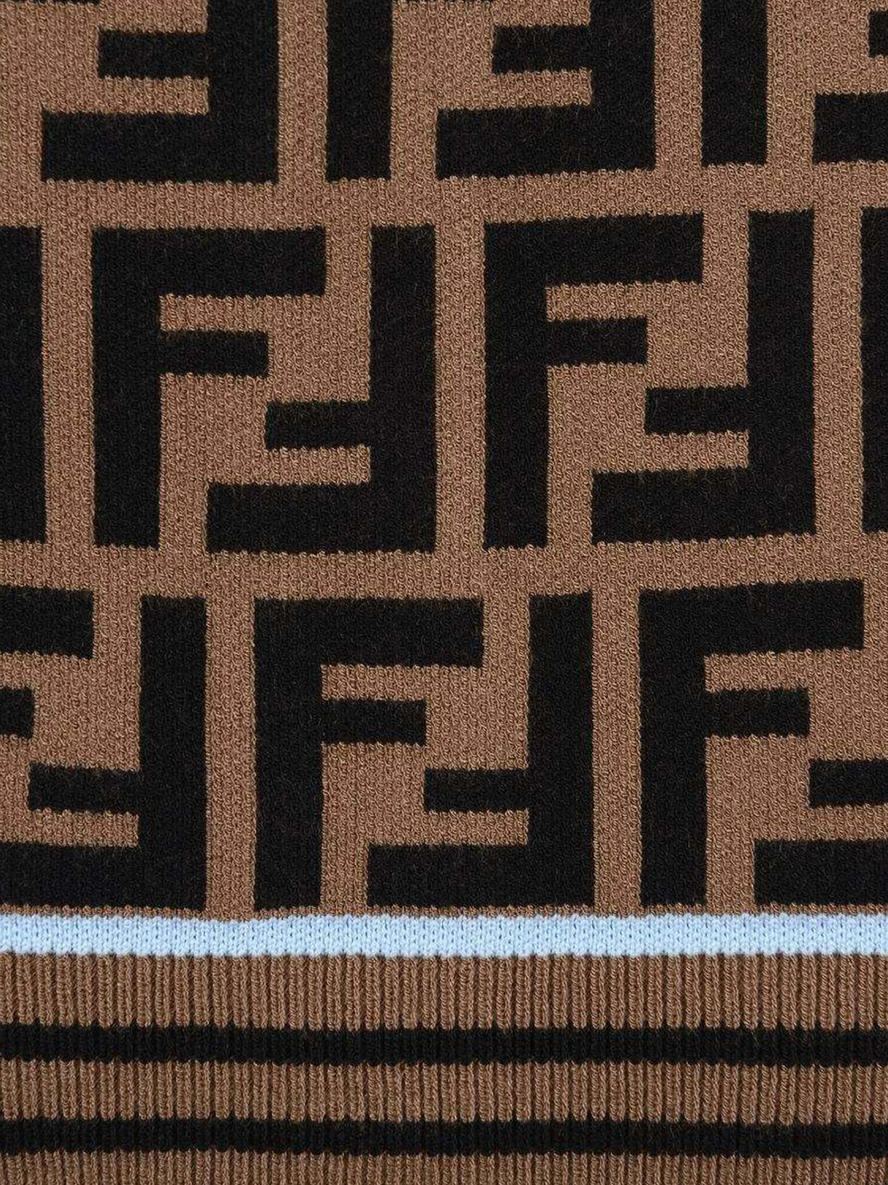 Fendi Boys Cardigan - Wool FF Logo Cardigan