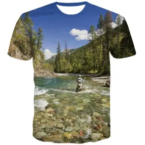 fishing T-shirt Men fish T shirts Funny lake T-shirts 3d Short Sleeve Hip hop