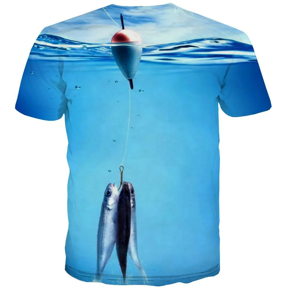 fishing T shirts Men fish Tshirts Novelty buoy Tshirts Cool lake Shirt Print