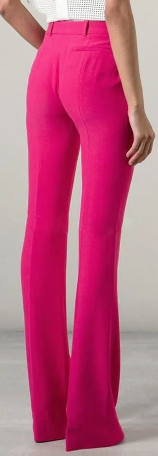 Flared-Leg Dress Pants-Hot Pink