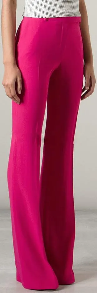 Flared-Leg Dress Pants-Hot Pink