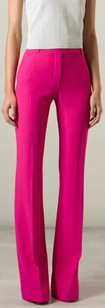 Flared-Leg Dress Pants-Hot Pink