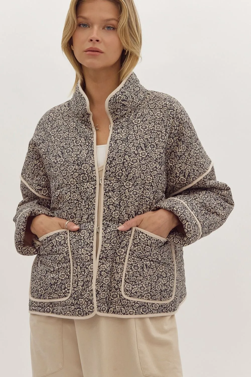 Floral Print Quilted Jacket