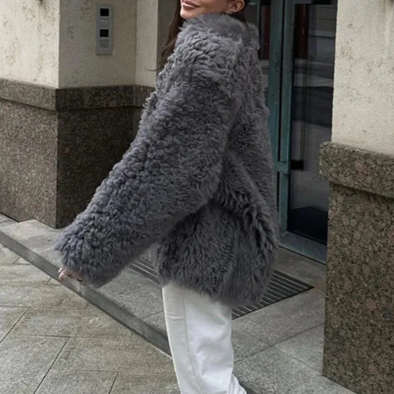 Frosted Wolf Lapel Coat