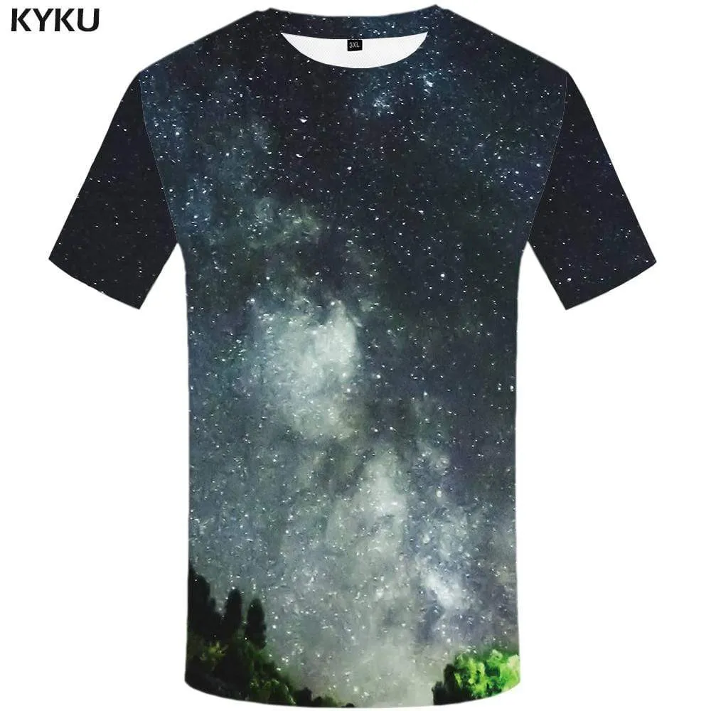 Galaxy Space T shirt Men Forest Tshirt Anime Gray T shirts Funny Nebula T-shirt 3d Harajuku Tshirts Print Mens Fashion