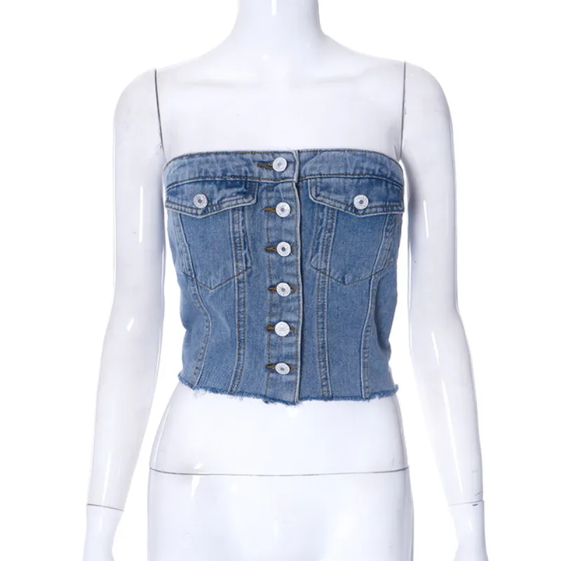 Geneva Denim Crop Top