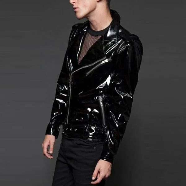 Gothic Moto Vinyl PVC Punk Fetish EMO Biker Jacket