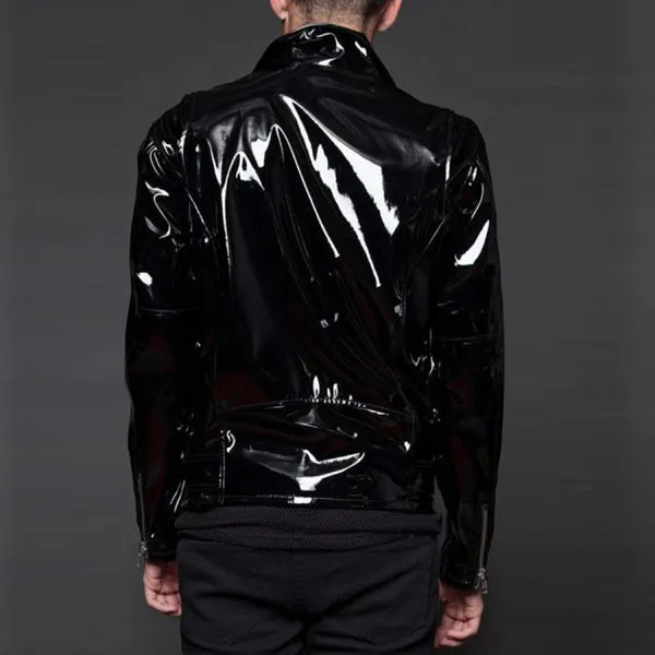 Gothic Moto Vinyl PVC Punk Fetish EMO Biker Jacket