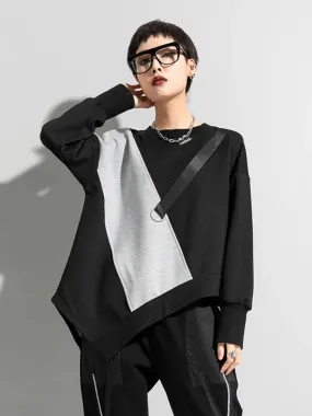 Gray Casual T-shirt  Round Neck Long Sleeve