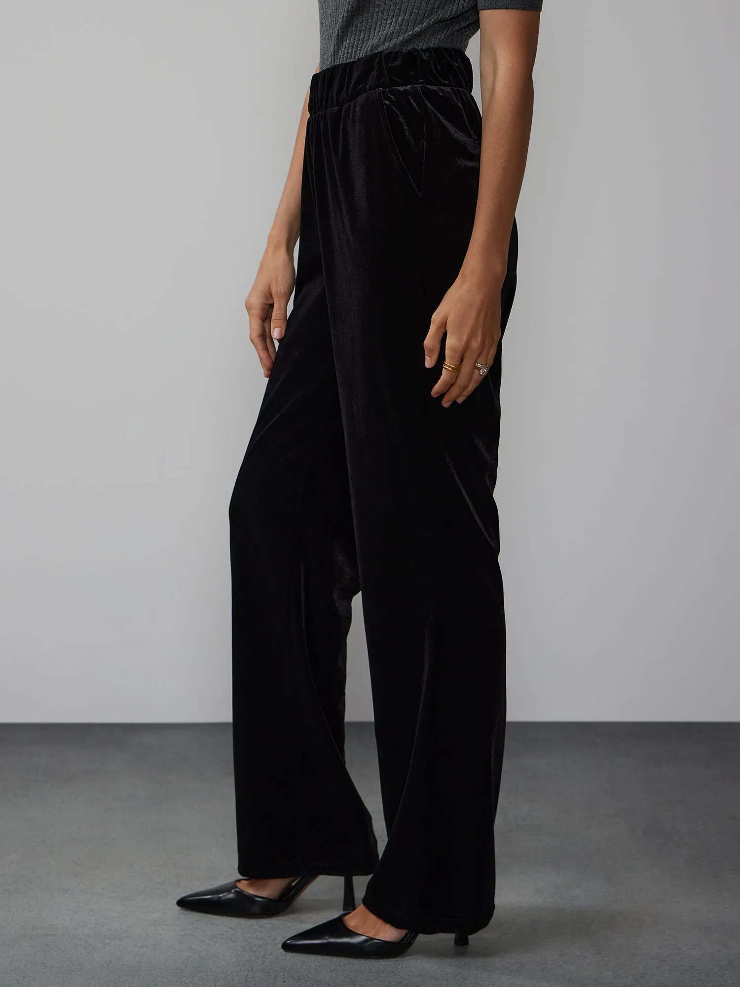 High Rise Velvet Pant