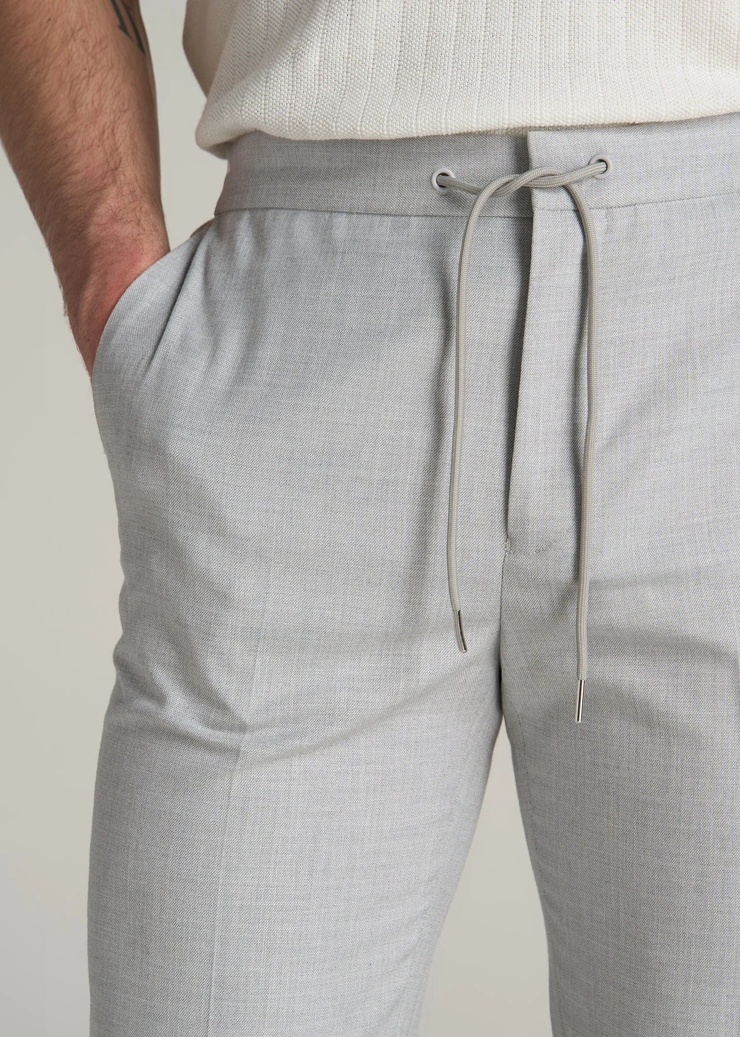 Jogger Dress Pants for Tall Men in Silver Grey