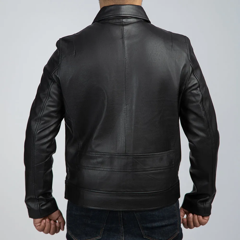 John Black Leather Biker Jacket