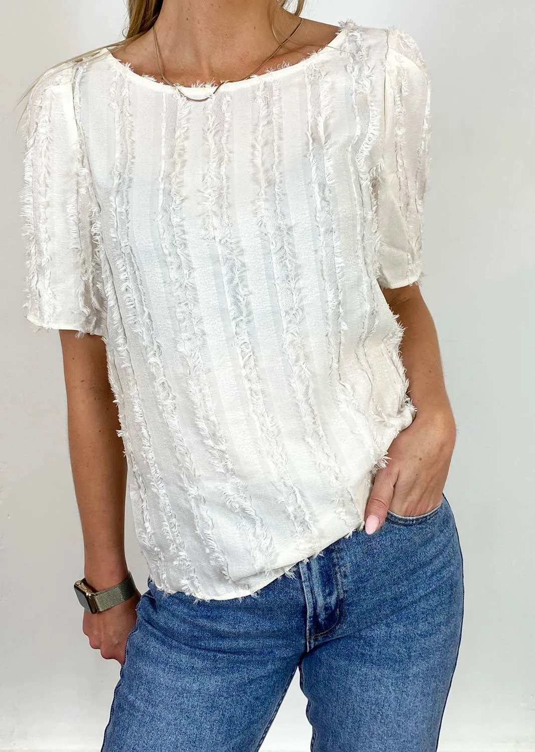 Judea Boatneck Fringed Top