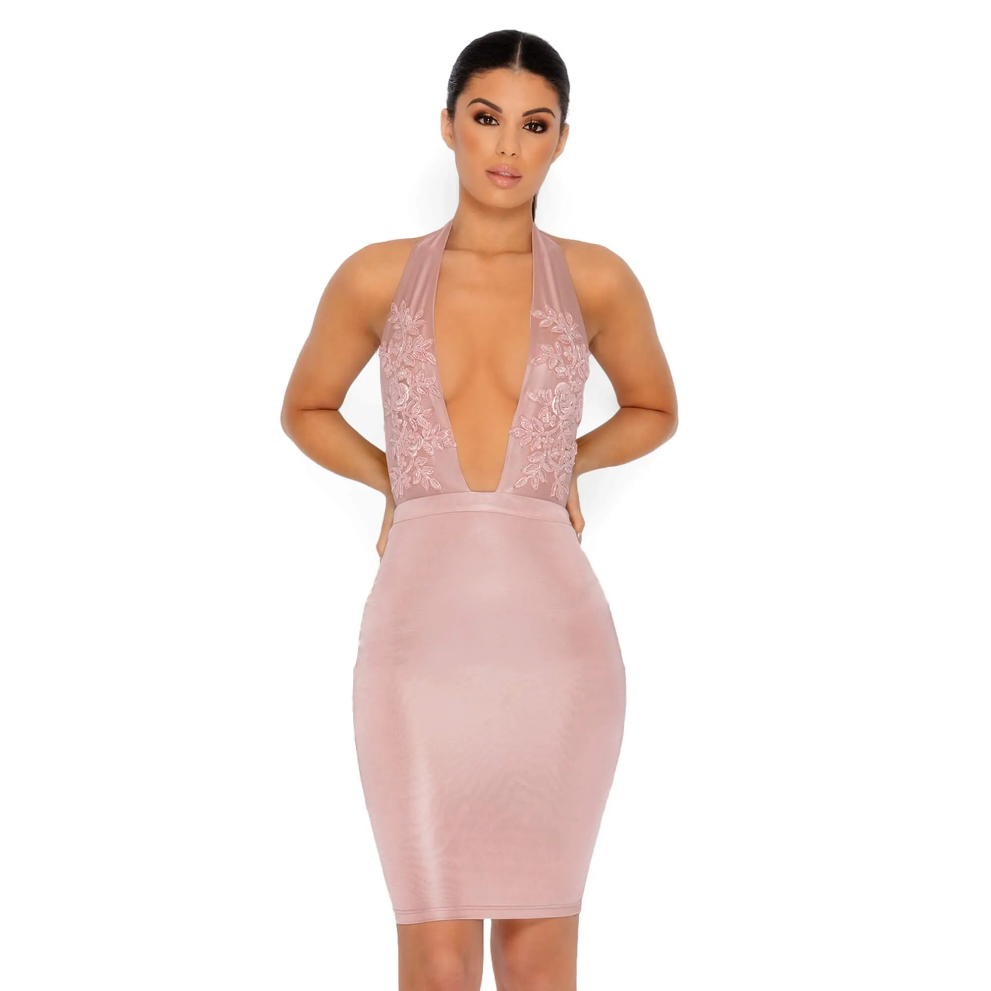 Just Bead It Satin Mini Dress in Mauve