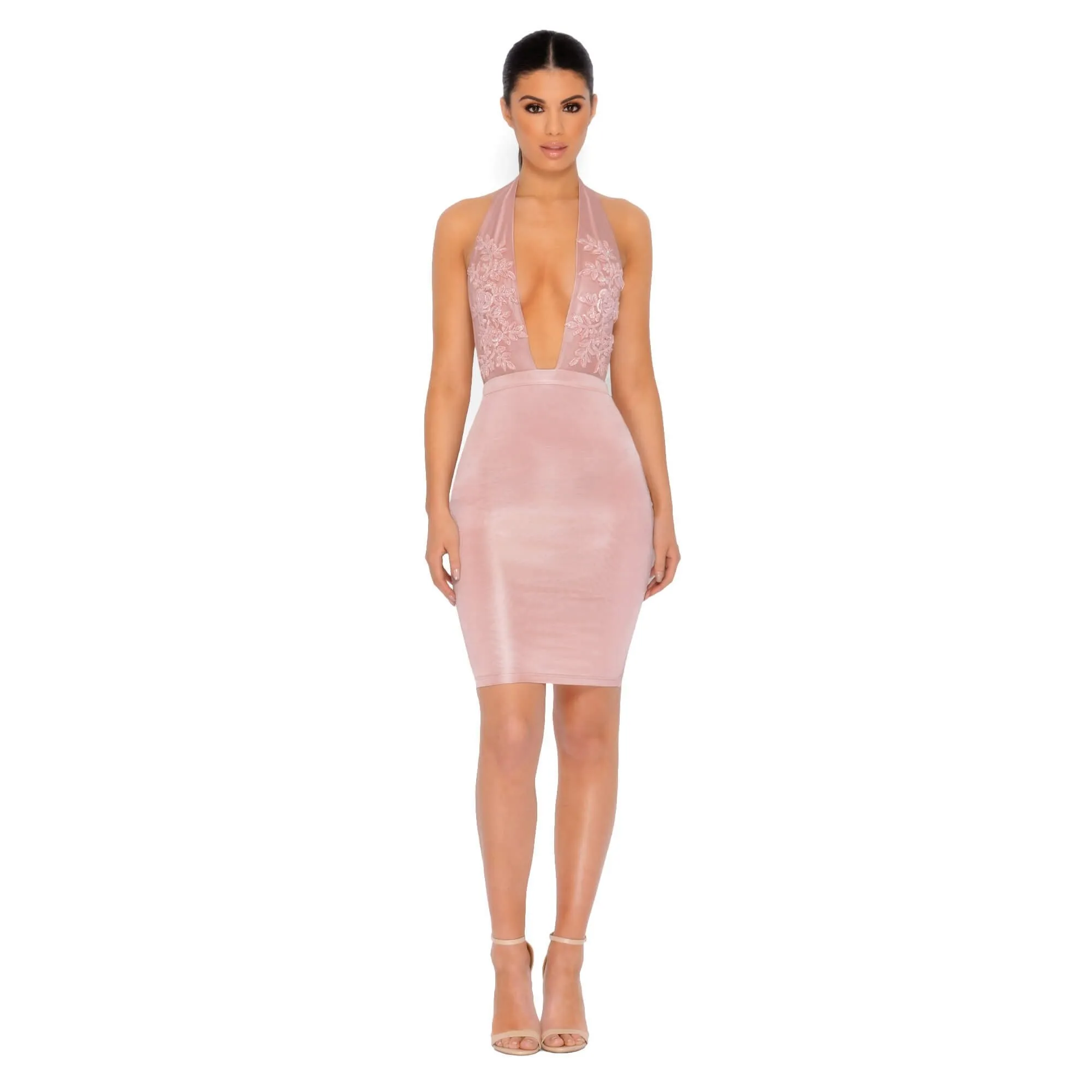 Just Bead It Satin Mini Dress in Mauve