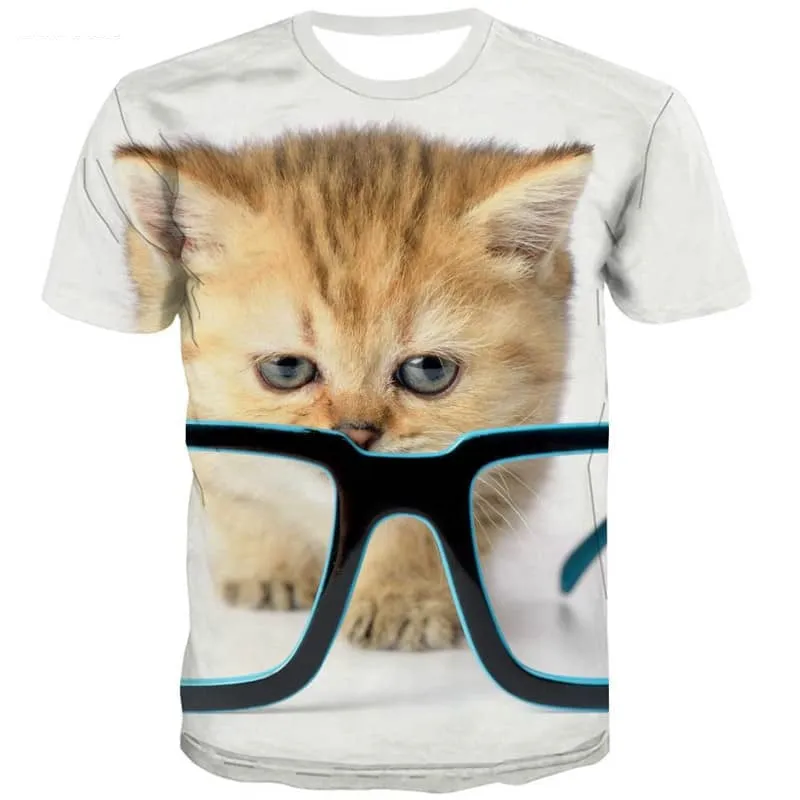 kitten tshirt cat shirt 3D pet men Casual art costume