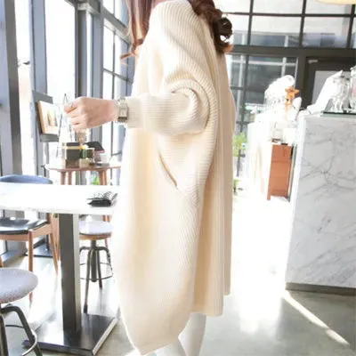 Knit Batwing Longline Cardigan Sweater for Women