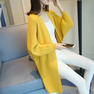 Knit Batwing Longline Cardigan Sweater for Women