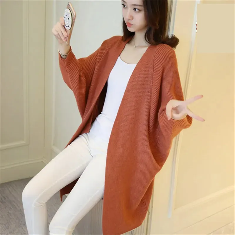 Knit Batwing Longline Cardigan Sweater for Women