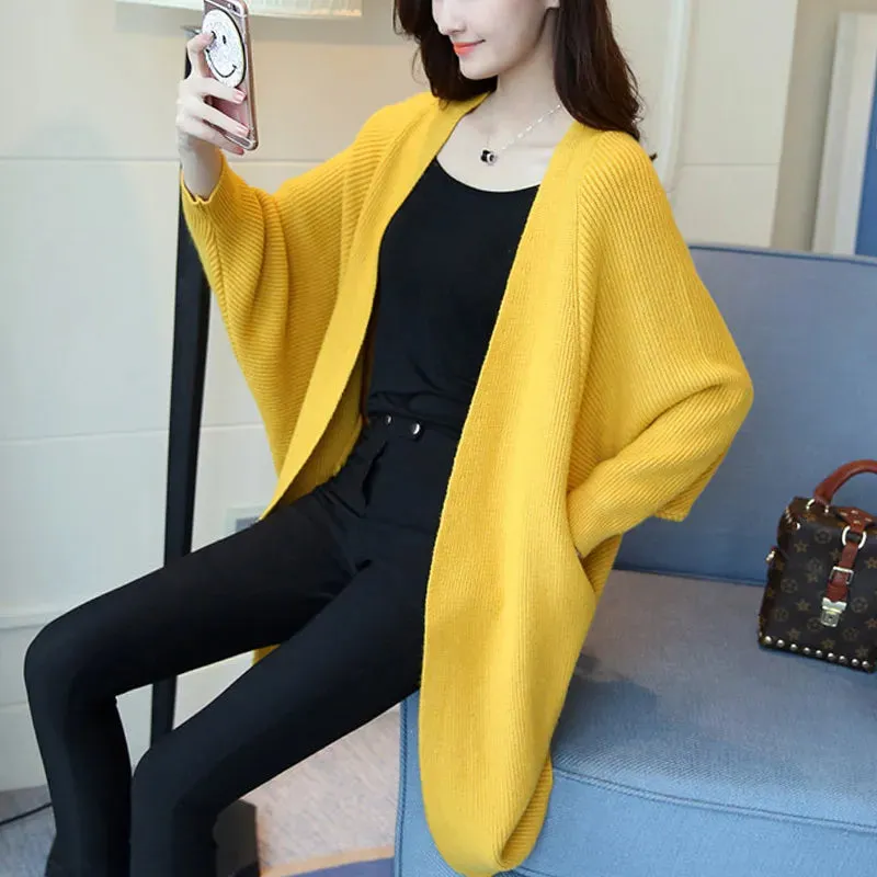 Knit Batwing Longline Cardigan Sweater for Women