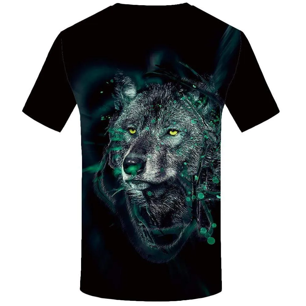 KYKU Brand Wolf T-shirts Men Black Tshirts Print Animal T-shirt 3d Ink T shirts Funny Vintage Tshirt Anime Mens Clothing Casual