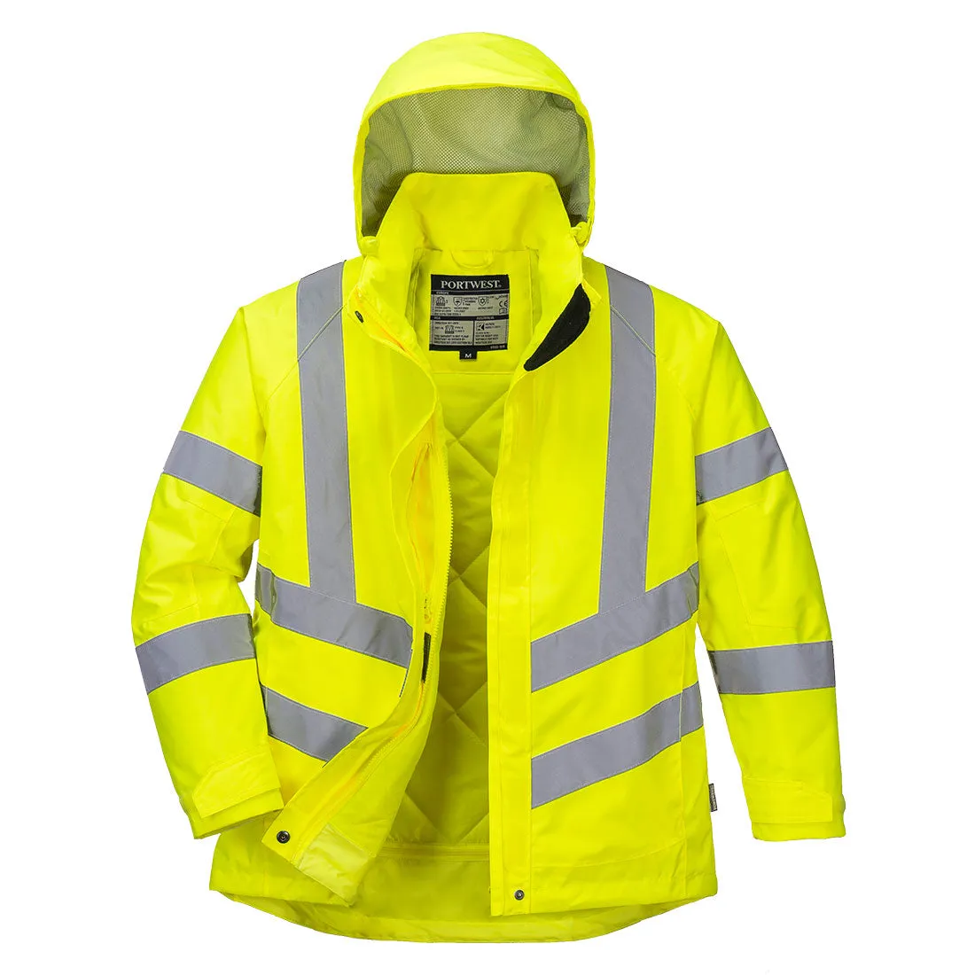 Ladies Hi-Vis Yellow Winter Jacket With 2" Reflective Tape