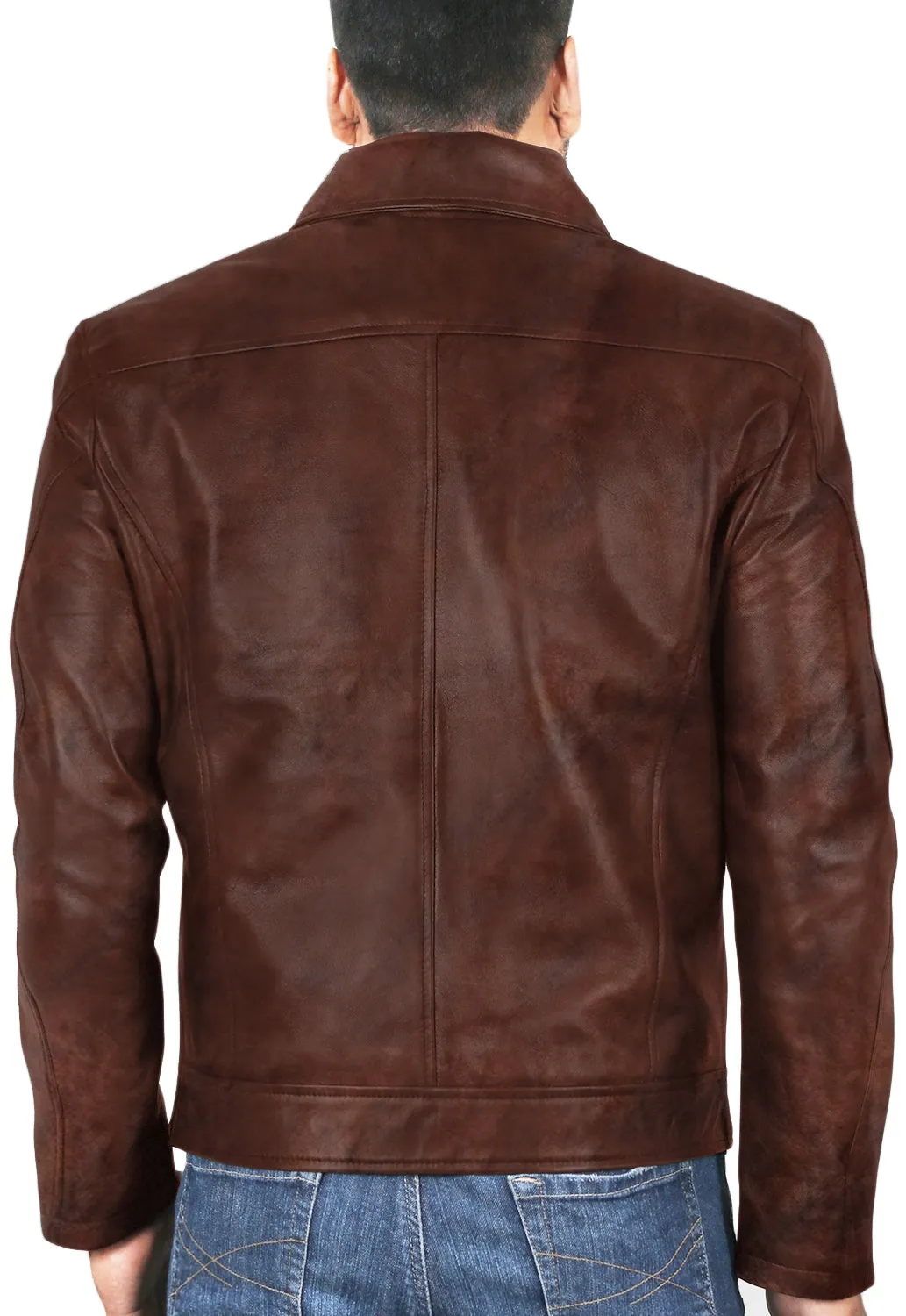 Leather Jackets Hub Mens Genuine Lambskin Leather Jacket (Black, Aviator Jacket) - 1501514