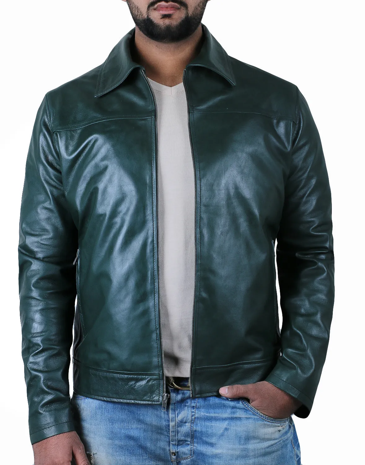 Leather Jackets Hub Mens Genuine Lambskin Leather Jacket (Black, Aviator Jacket) - 1501514