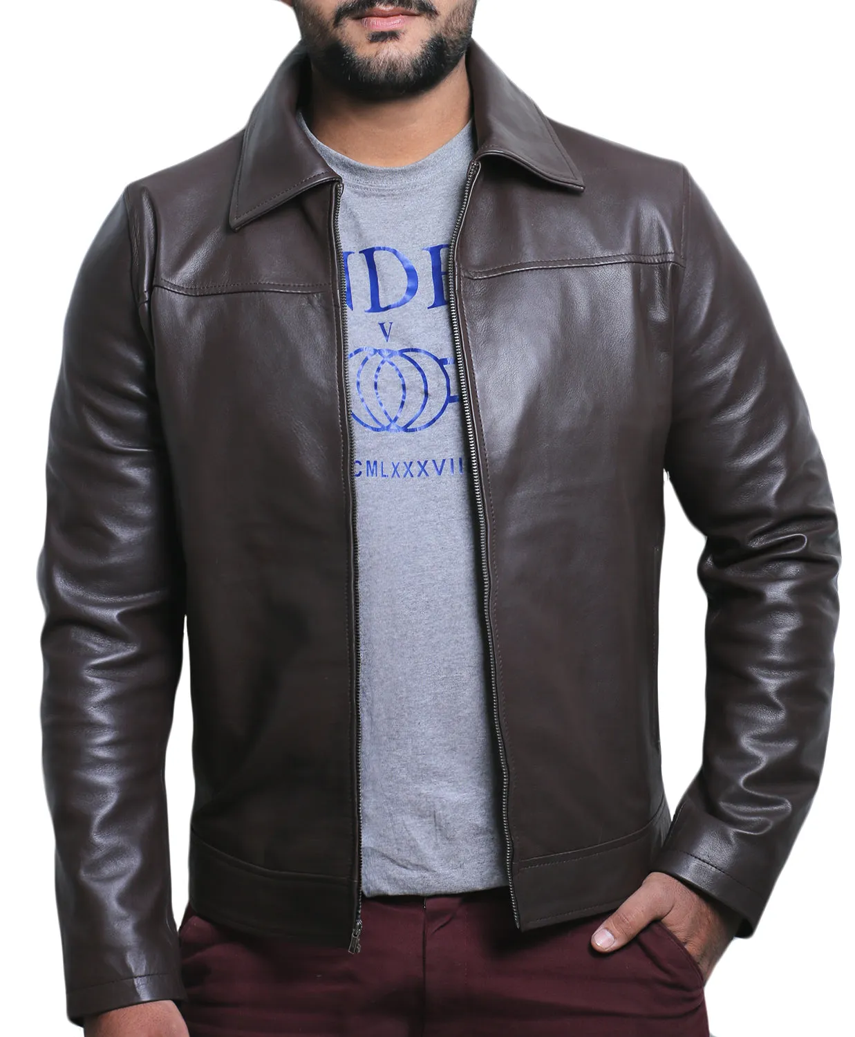 Leather Jackets Hub Mens Genuine Lambskin Leather Jacket (Black, Aviator Jacket) - 1501514