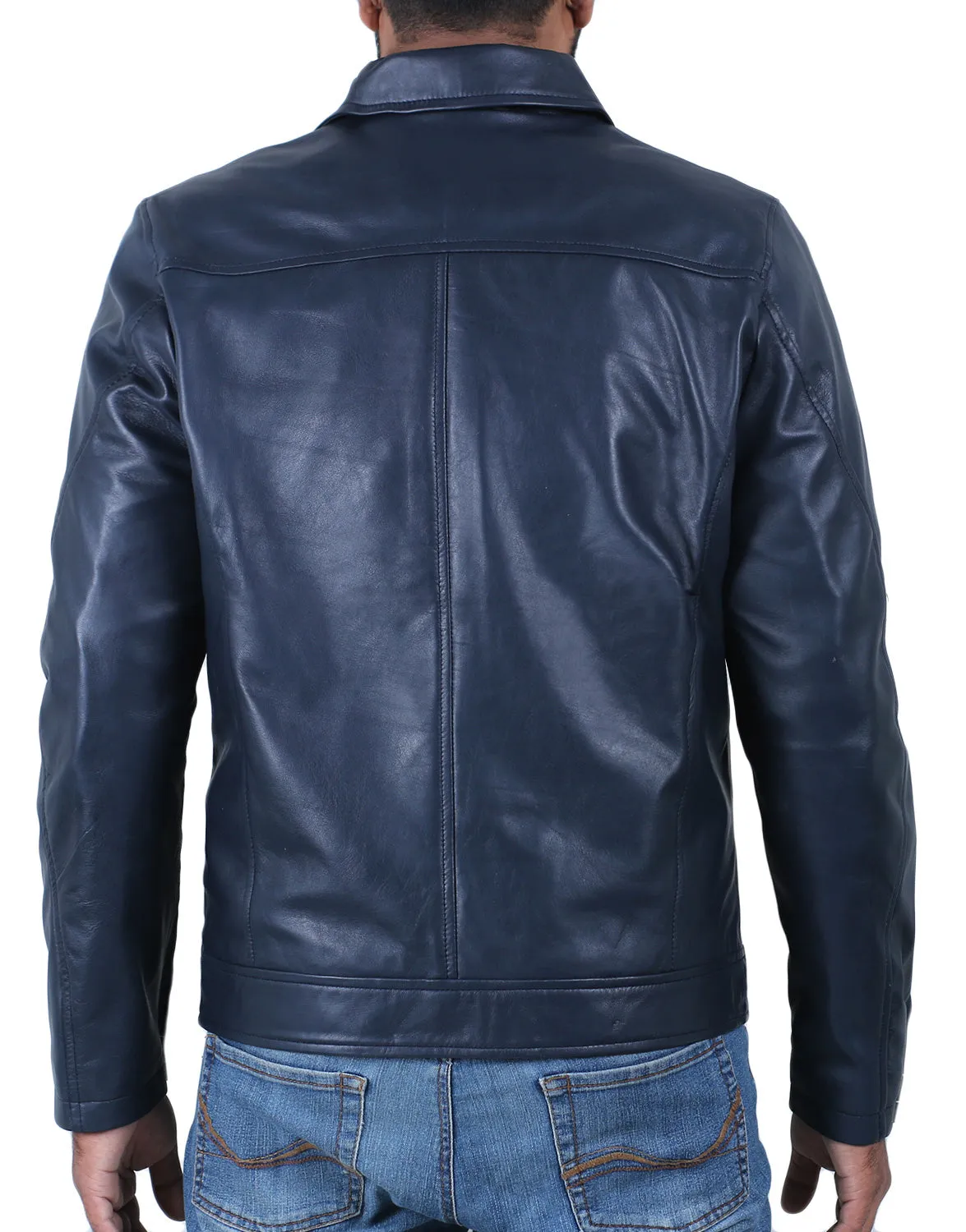 Leather Jackets Hub Mens Genuine Lambskin Leather Jacket (Black, Aviator Jacket) - 1501514