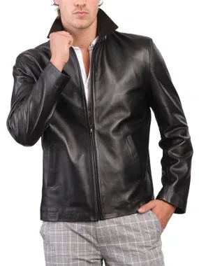 Leather Jackets Hub Mens Genuine Lambskin Leather Jacket (Black, Aviator Jacket) - 1501587